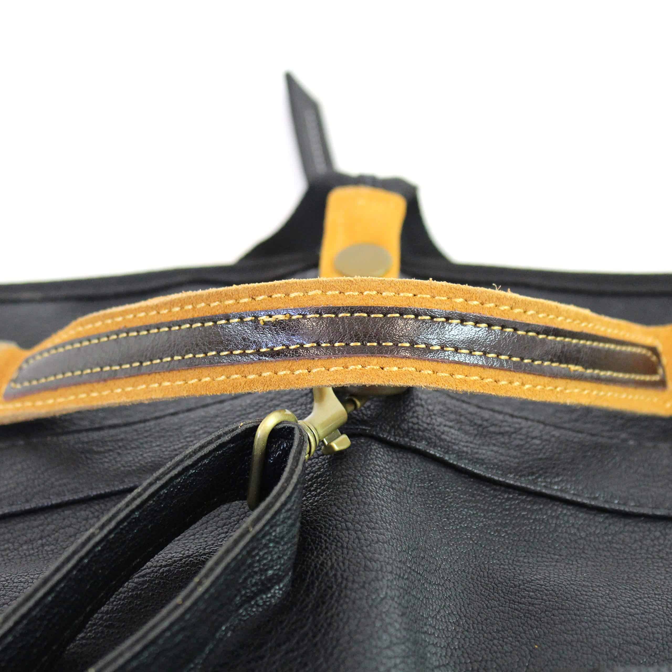 Walker & Williams DPV-3 Bolso de Baquetas Negro con Correas - Imagen 4