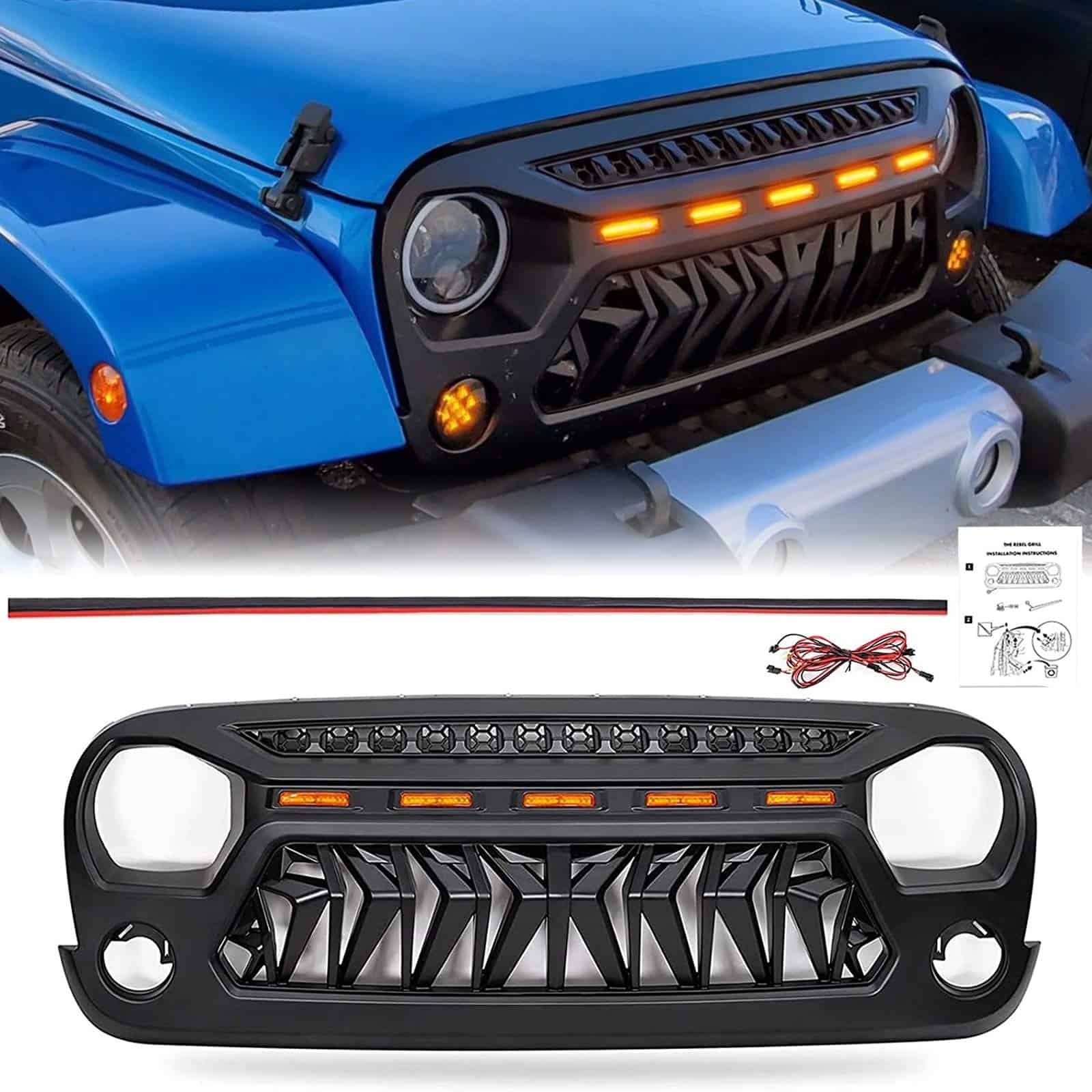 Parrilla de Tiburón Haitzu para Jeep Wrangler 2007-2018 JK