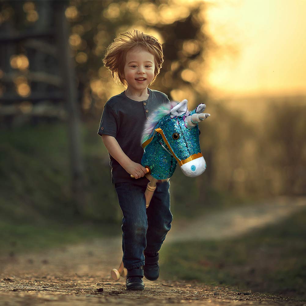 Caballo de Palo Unicornio con Lentejuelas de HollyHOME, - Imagen 3