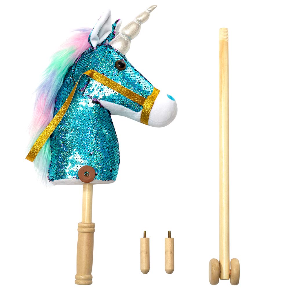 Caballo de Palo Unicornio con Lentejuelas de HollyHOME, - Imagen 7