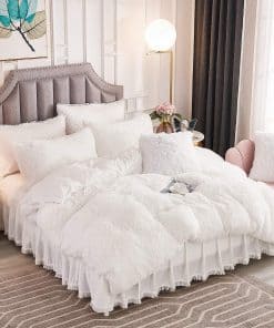 Juego de Ropa de Cama de Lujo de Piel -Blanco