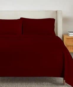 Juego de Sábanas de 4 Piezas de Algodón Premium -Borgoña