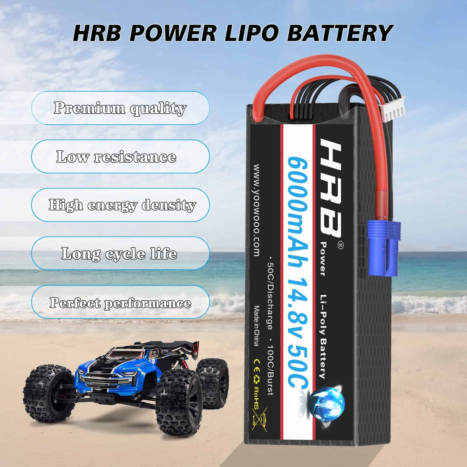 HR - 2 Piezas Batería de Lipo 4S 6000mAh EC5 14.8V 50C - Imagen 6