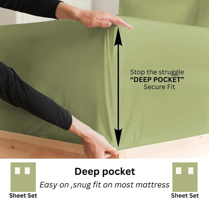 Juego de sábanas premium de 4 piezas de -Sage Solid - Imagen 4