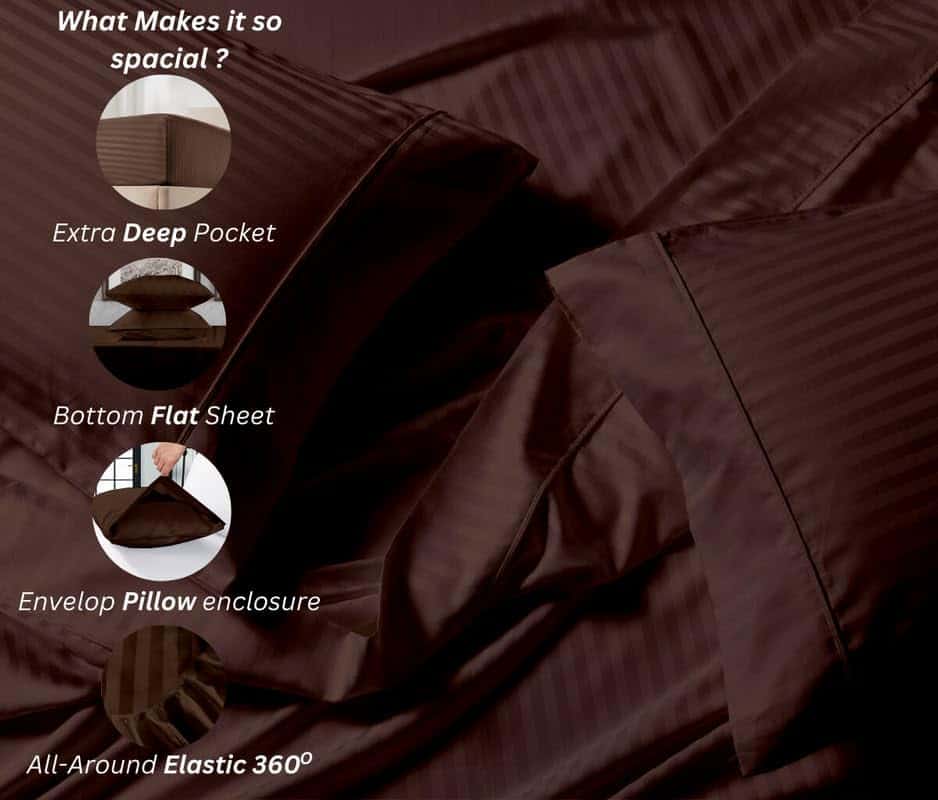 Juego de sábanas premium de 4 piezas Full-XL de algodón, - Imagen 7