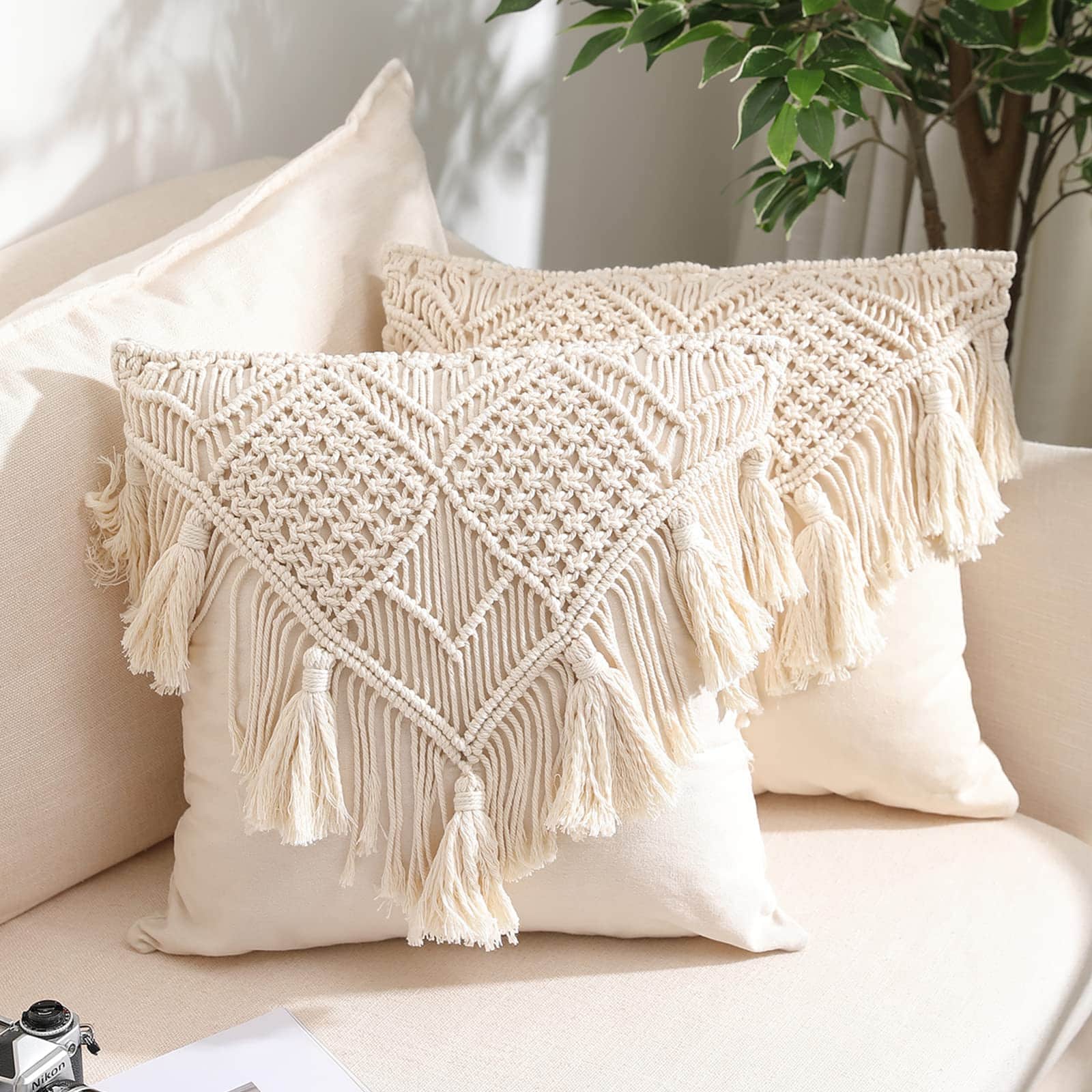 Fundas de Cojín de Macramé, Decoración para Casa y Sofá,