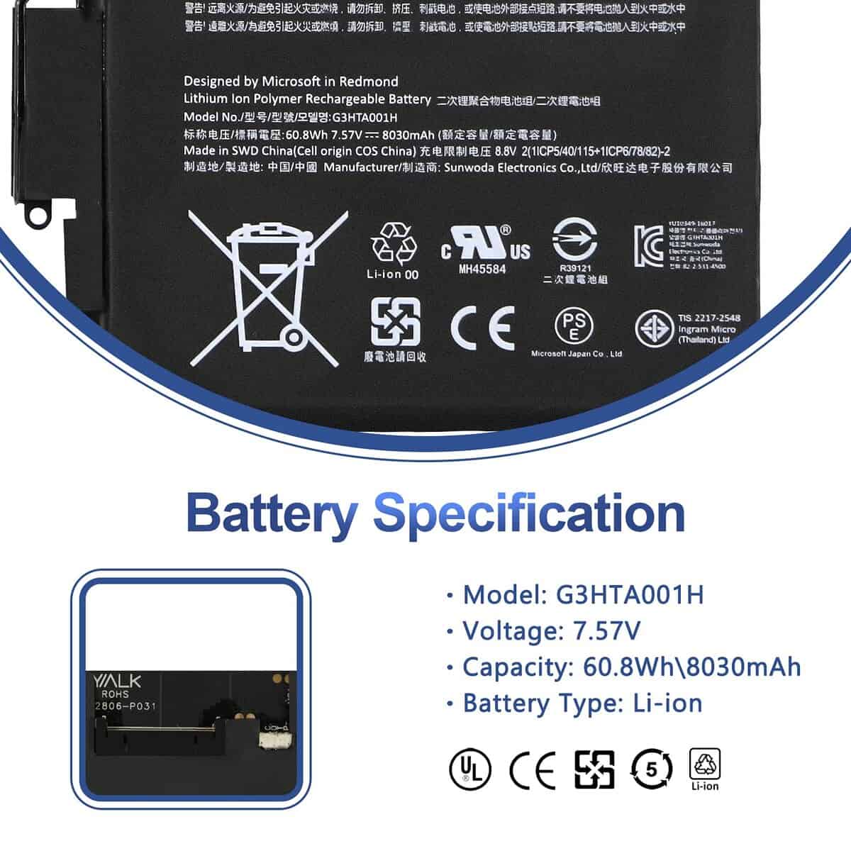 ANTIEE G3HTA001H 93HTA001H Reemplazo de Batería de Teclado - Imagen 3