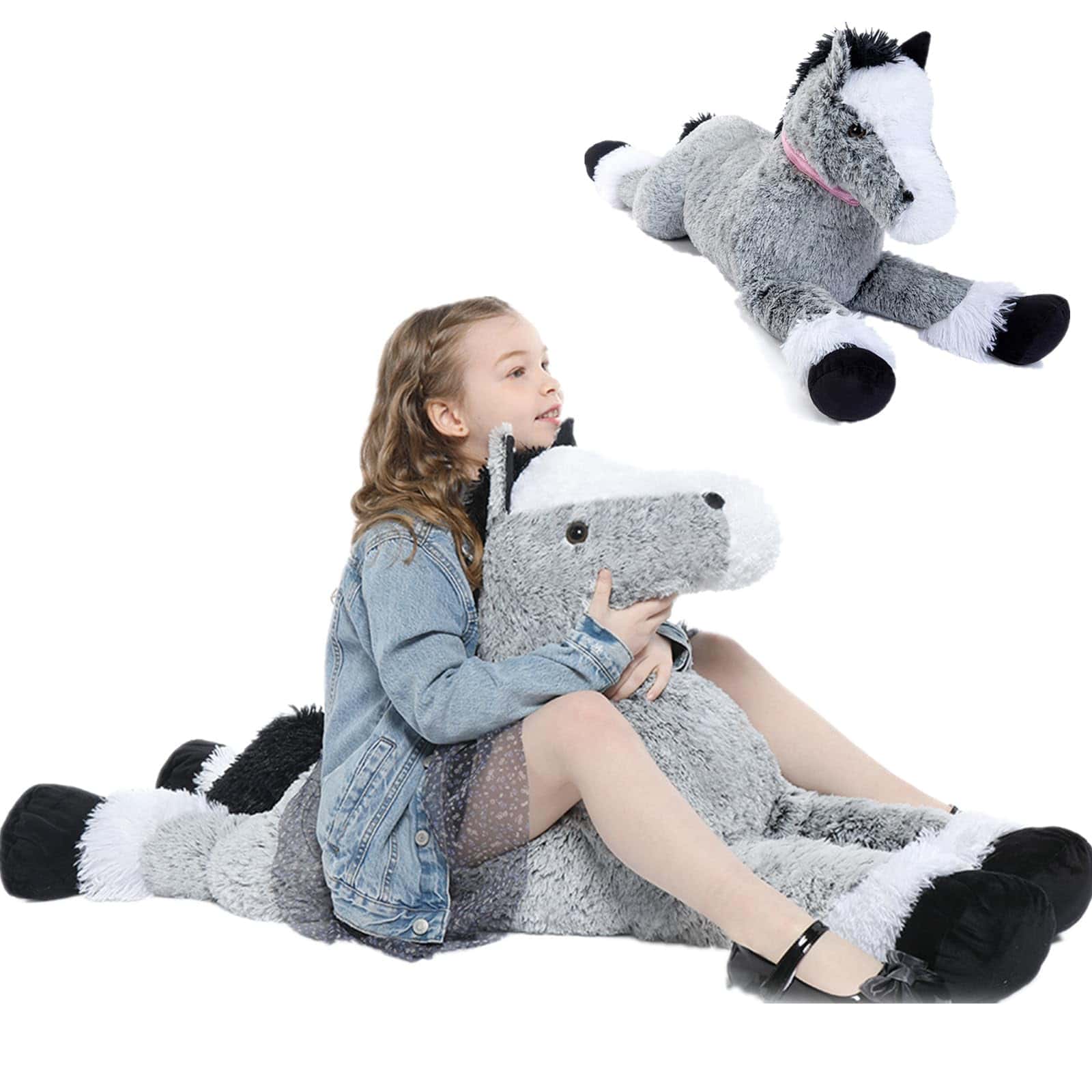 Tezituor Peluche de Caballo de 35 Pulgadas, Gran Almohada