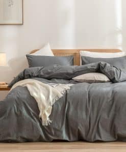 Juego de Funda Nórdica BESTOUCH 100% -Gris Oscuro (Sin Edred