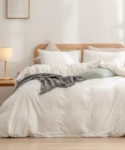 Juego de funda de edredón BESTOUCH 100% -Blanco crema (Sin e