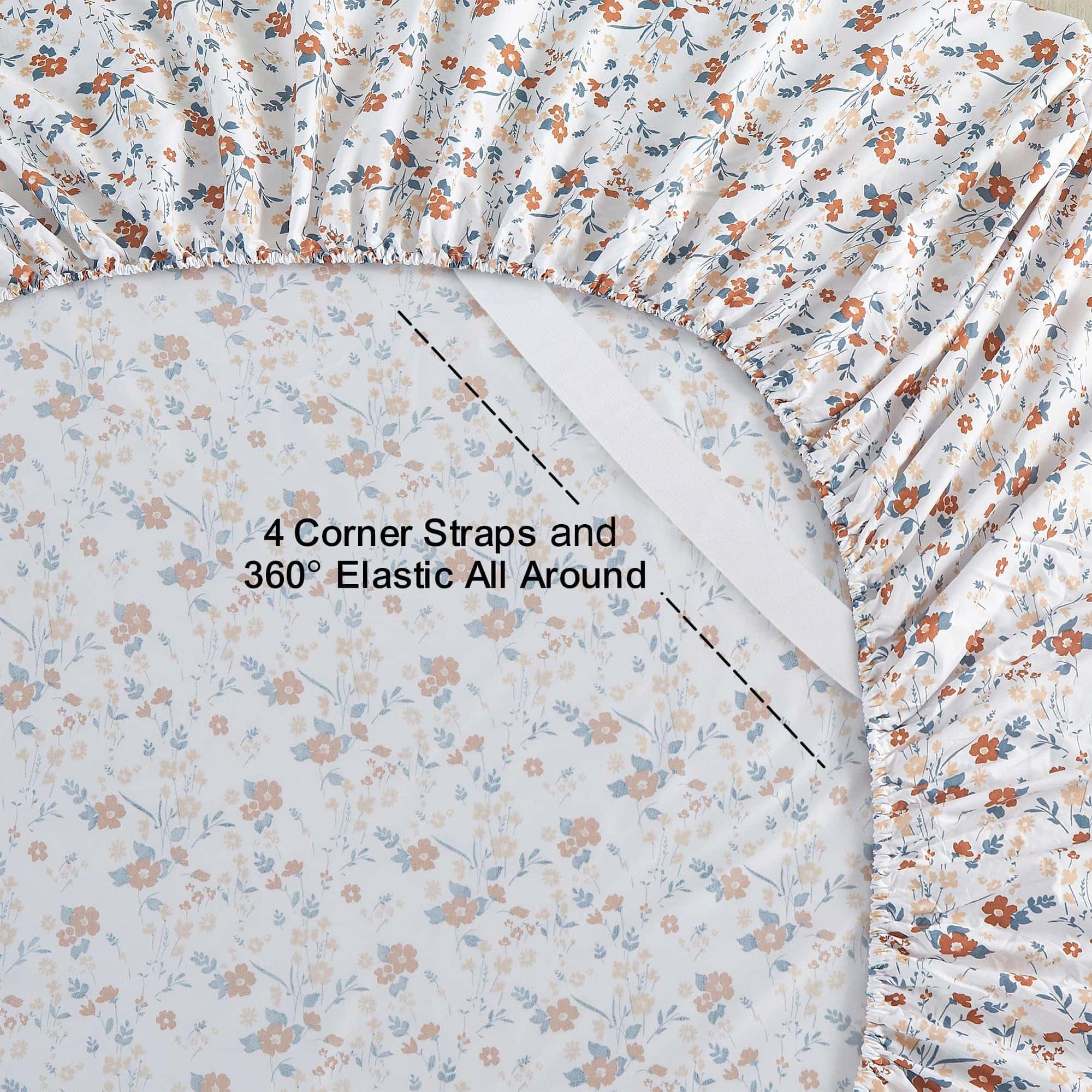 Juego de sábanas de flores naranjas Softan para cama King - - Imagen 3