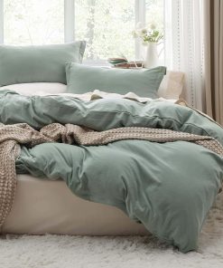 Juego de Funda de Edredón King Size en Color Verde Salvia