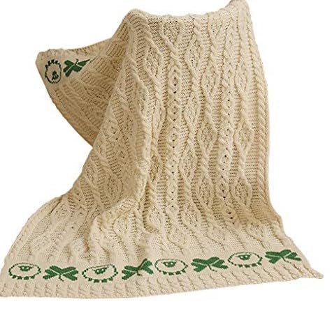 Manta de bebé de lana merino SAOL 100% con diseño de ovejas