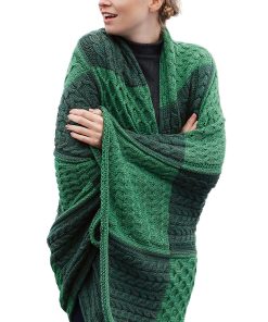 Manta de Lana Merino Patchwork Intarsia SAOL 100% Irlandesa