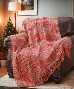 Manta Roja BATTILO HOME con Flecos Manta Decorativa para