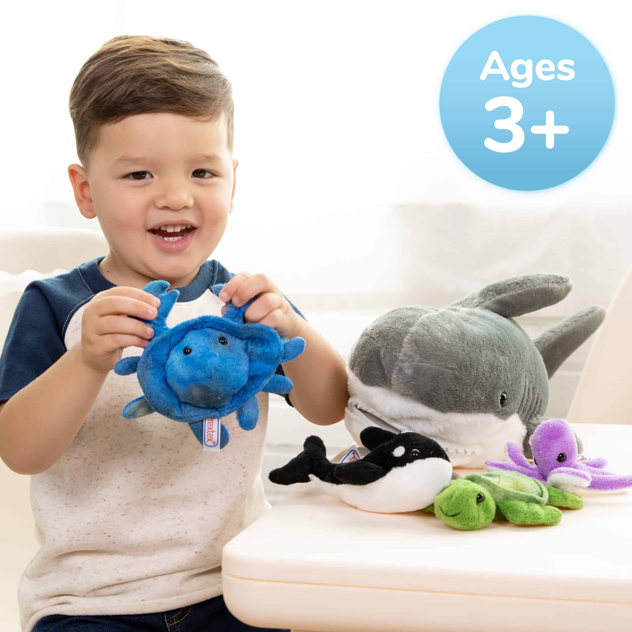 Juguete de Peluche Prextex Tiburón con 5 Animales Marinos - Imagen 7