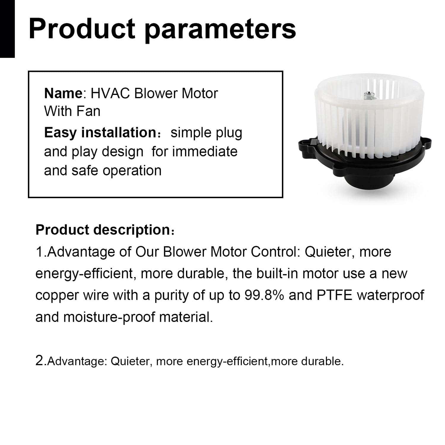Dibanyou HVAC Blower Motor Assembly Reemplazo del Motor del - Imagen 8