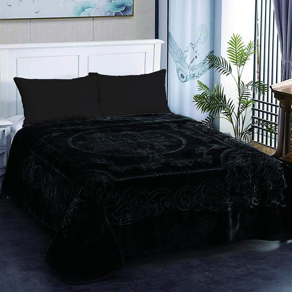 Manta de Felpa JML Tamaño King, Manta -Negro