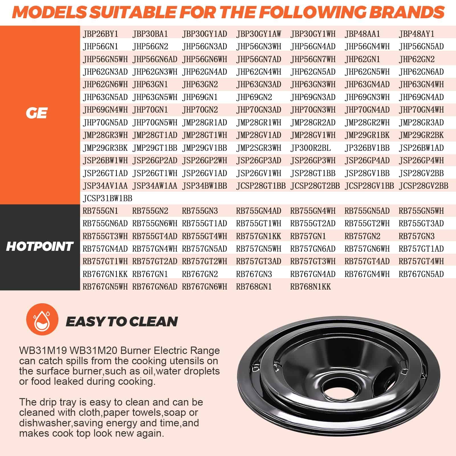 Beaquicy WB31M19 WB31M20 Juego de 4 bandejas de goteo para - Imagen 6