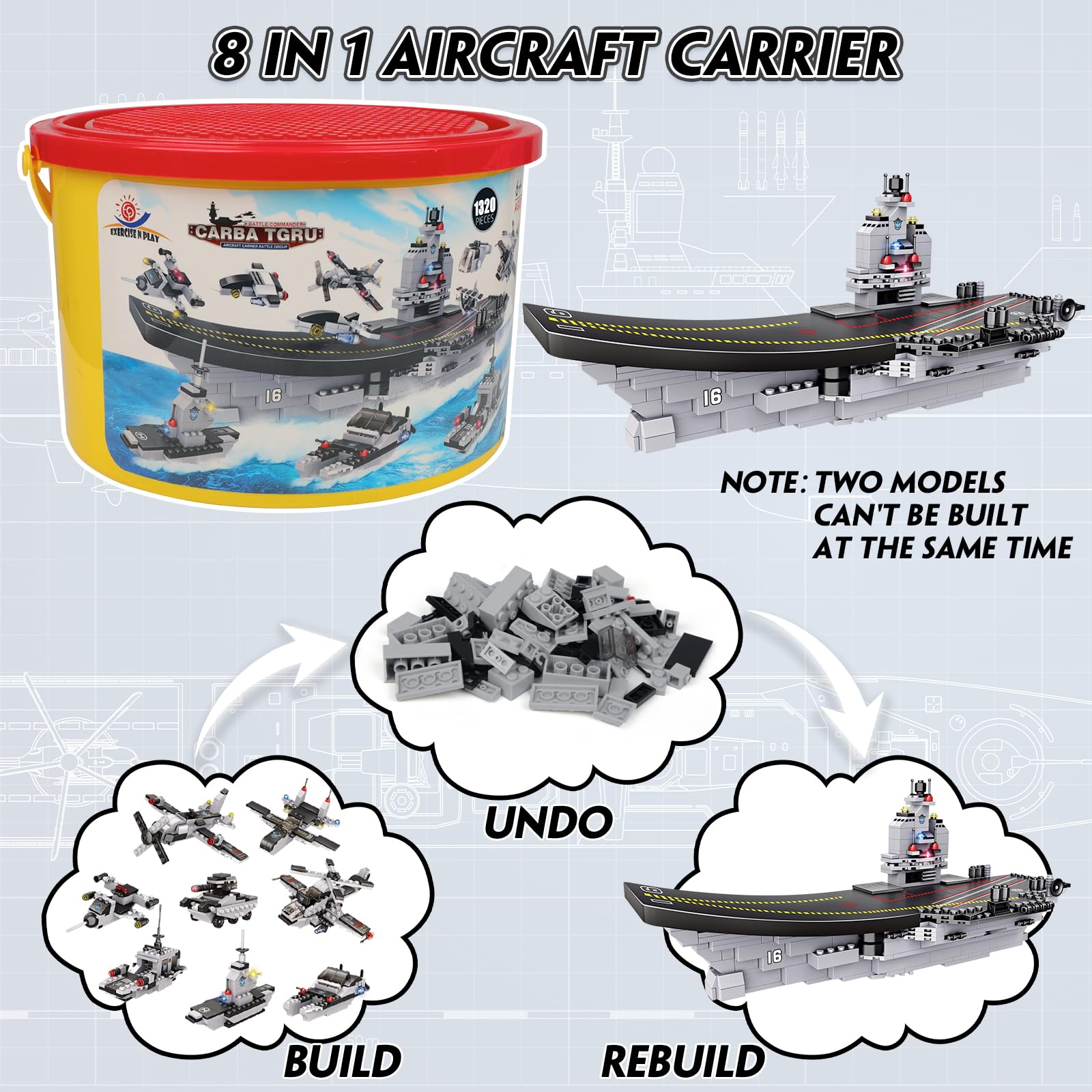 Set de bloques de construcción de portaaviones, juegos de - Imagen 6