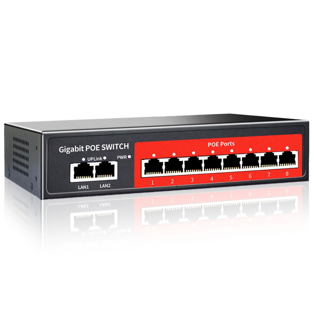 Switch PoE Gigabit de 8 Puertos con 2 Puertos Uplink