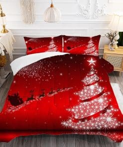 Juego de Edredón kxry Merry Christmas Santa Claus Deer