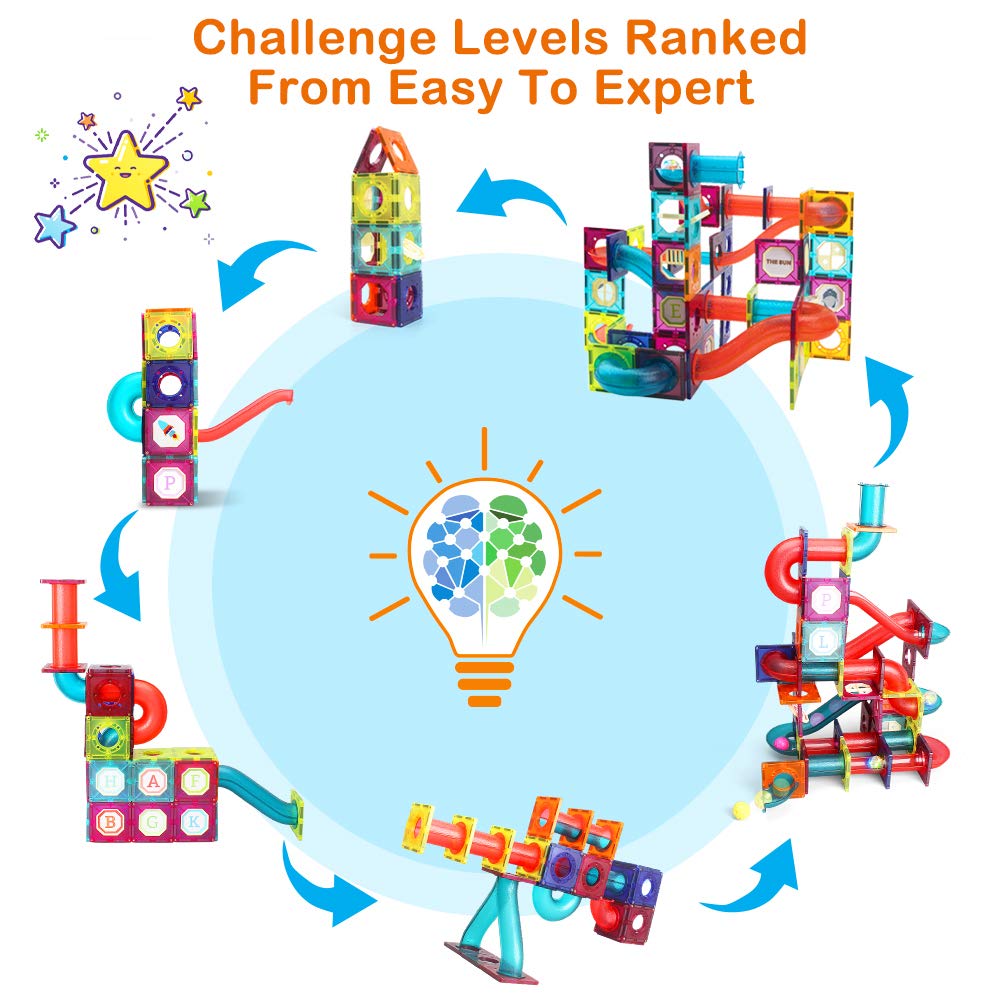 Bloques Magnéticos de Tubo de 125 Piezas para Niños, - Imagen 5