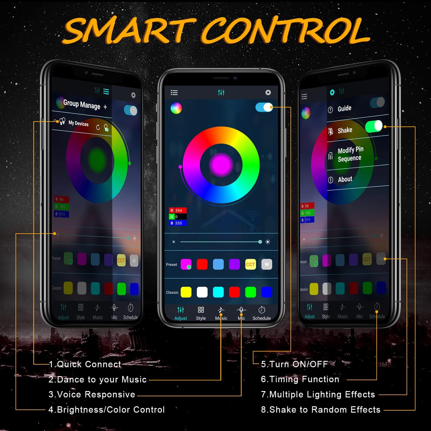 Kits de Luces LED para Roca RGB, Niwaker 6 pods RGB Luz LED - Imagen 7