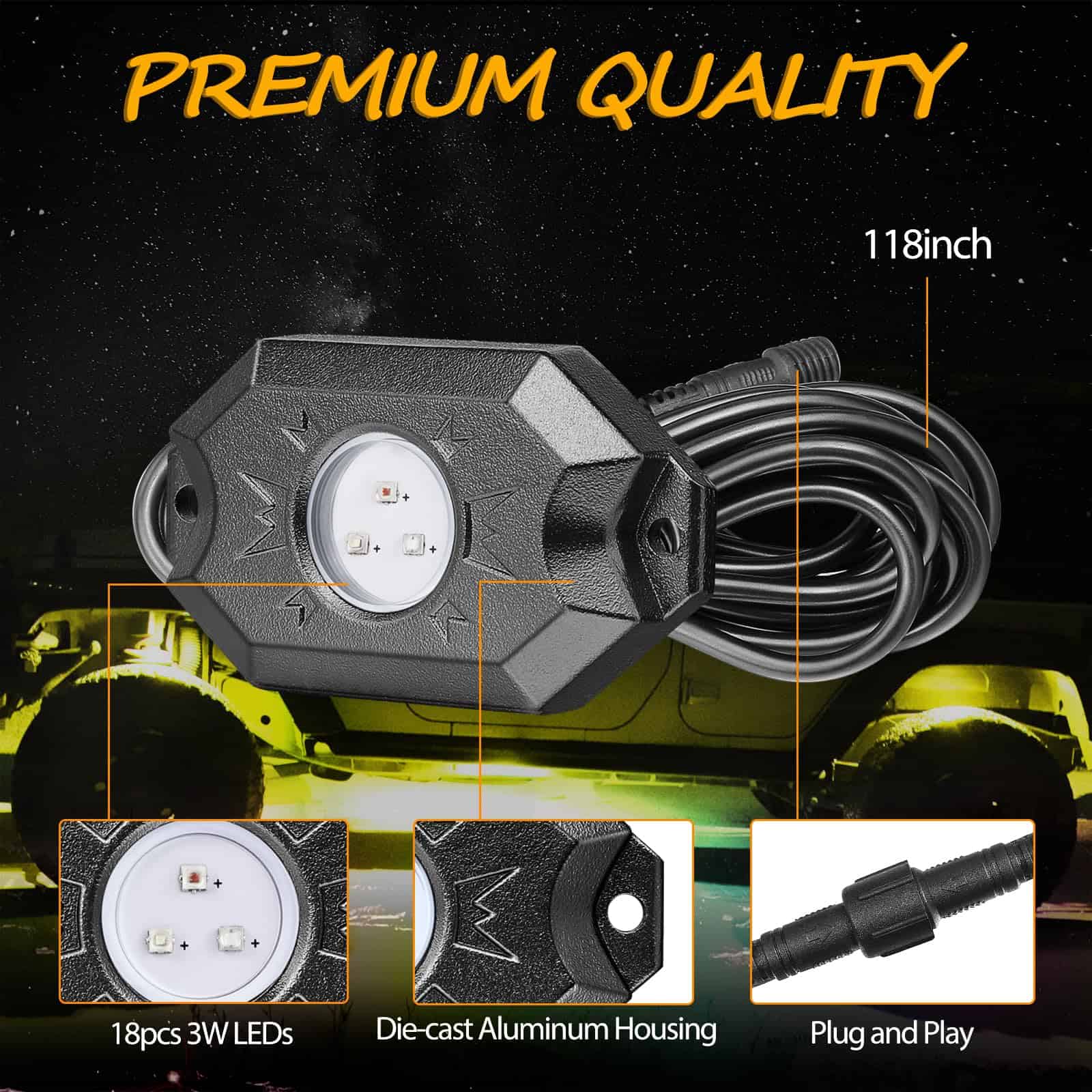 Kits de Luces LED para Roca RGB, Niwaker 6 pods RGB Luz LED - Imagen 4