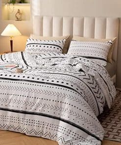 Juego de Ropa de Cama Smoofy Aztec Blanco Tamaño Queen,