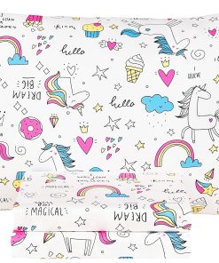 Juego de sábanas de cama gemela de unicornio con diseño de