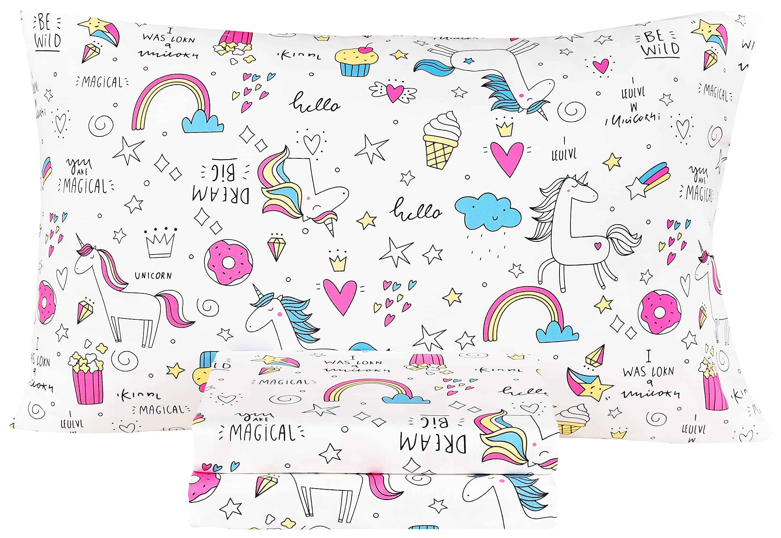Juego de sábanas de cama gemela de unicornio con diseño de