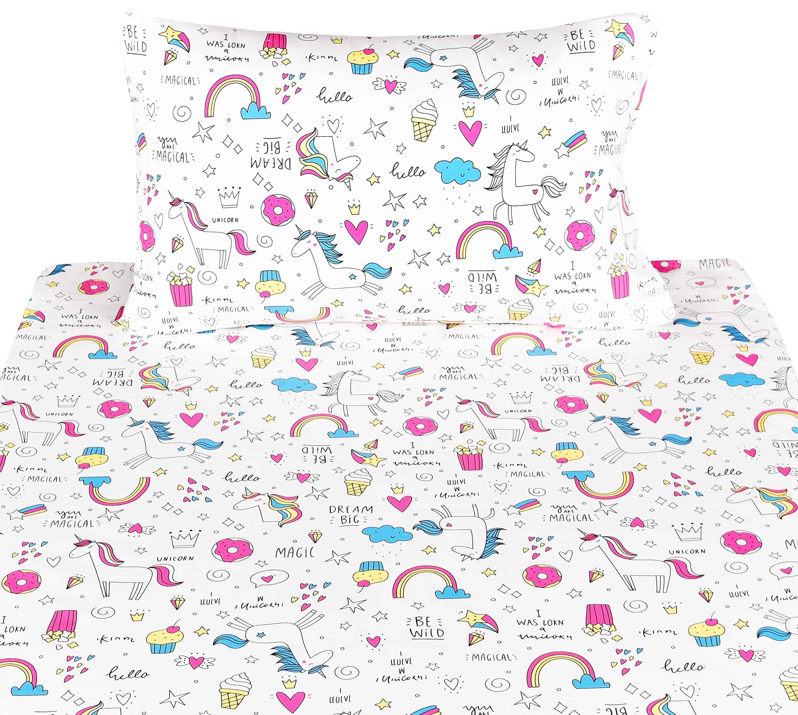 Juego de sábanas de cama gemela de unicornio con diseño de - Imagen 4