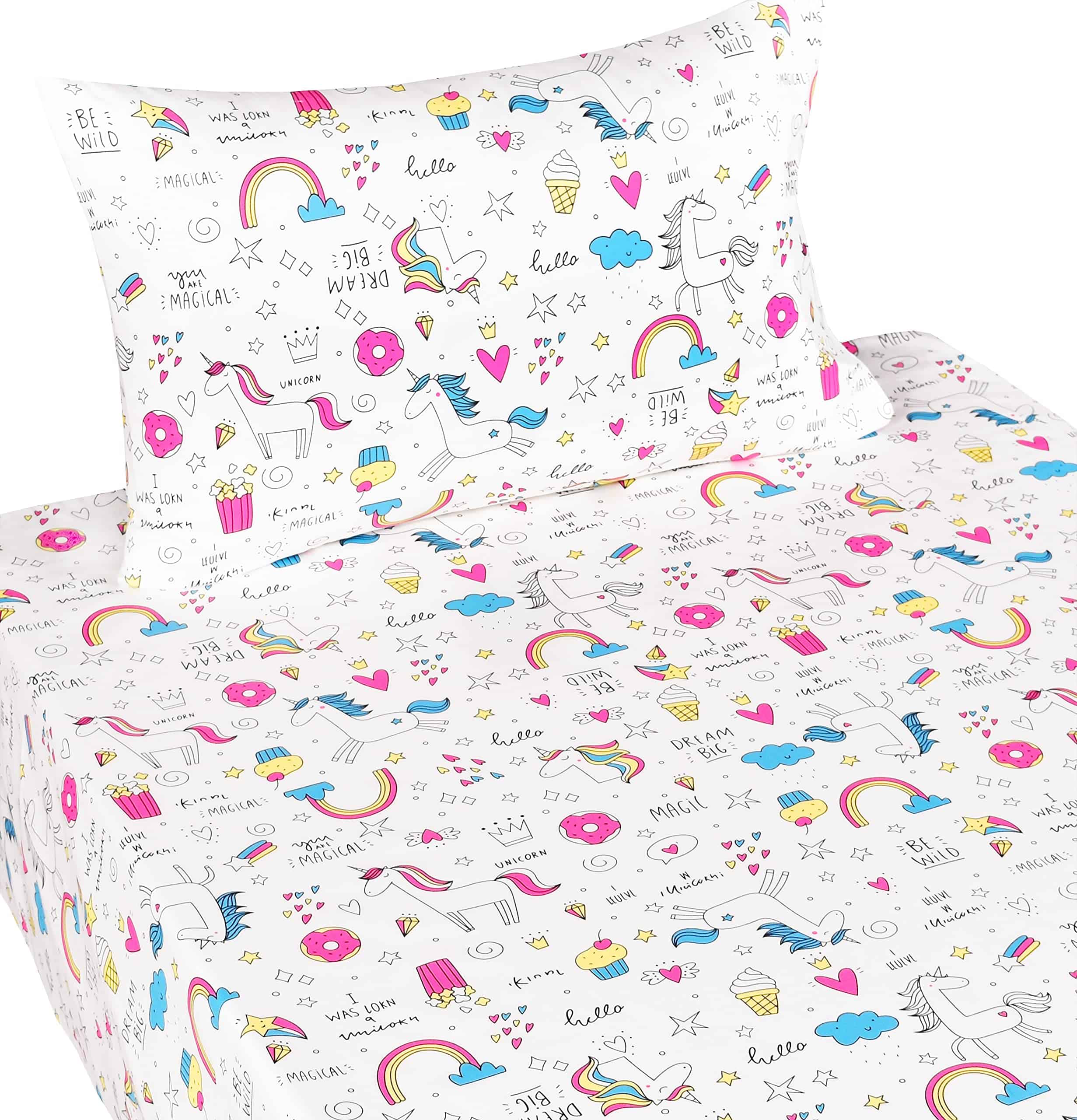 Juego de sábanas de cama gemela de unicornio con diseño de - Imagen 3