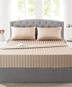 Juego de sábanas de seda satinada tamaño queen, color Taupe