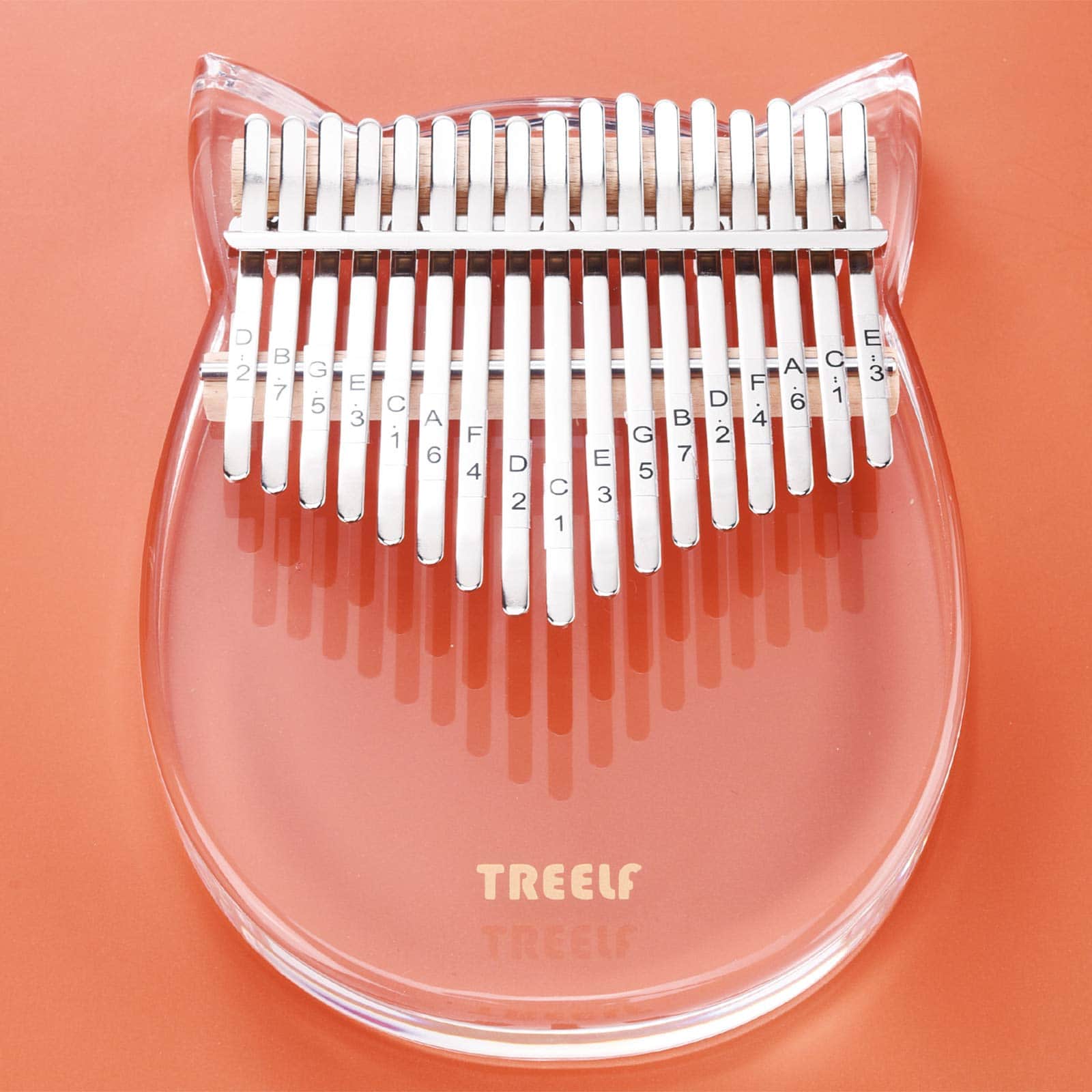 Kalimba TREELF 17 Keys Cute Cat Acrylic Thumb Piano Mbira