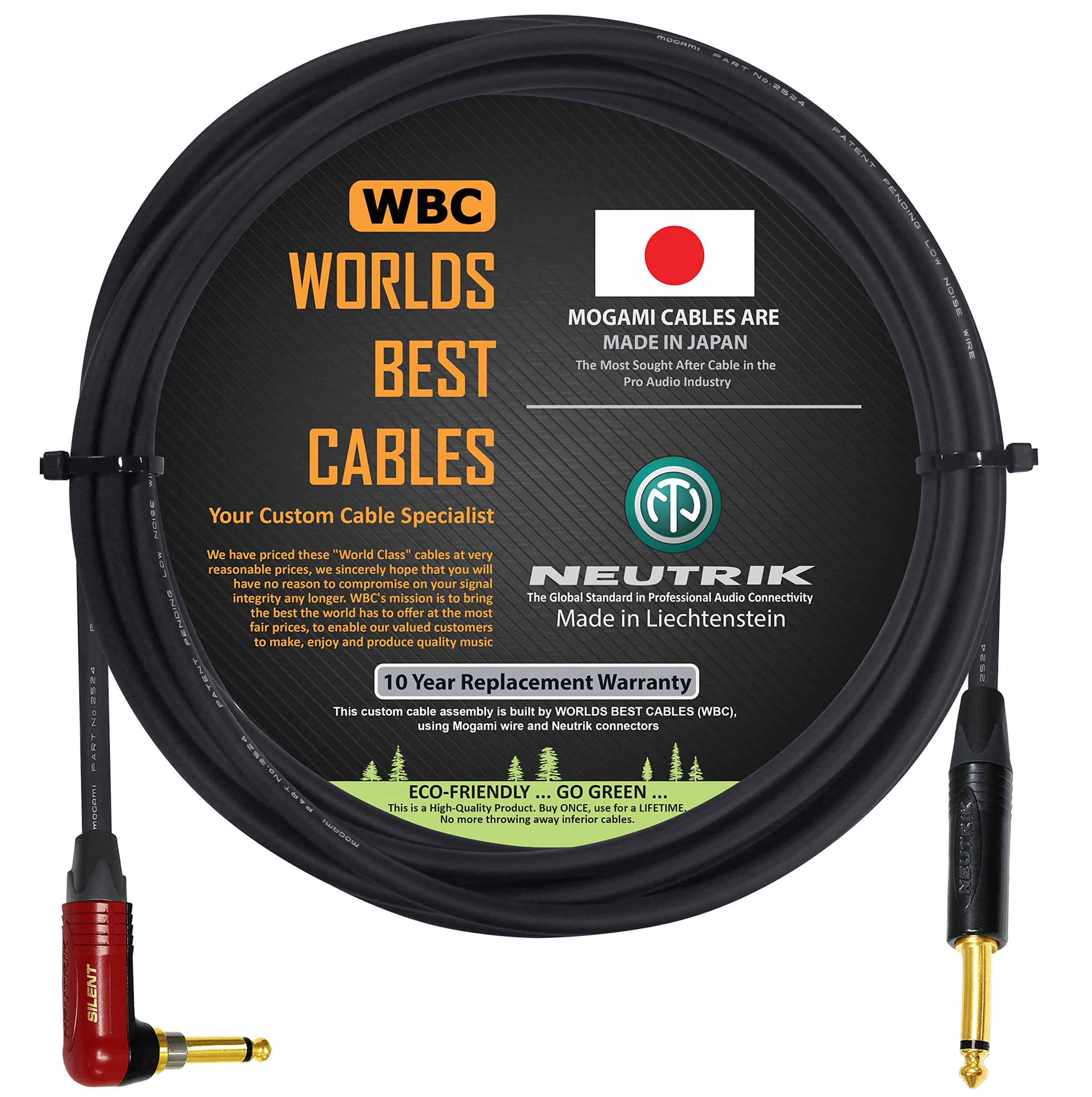 Cable de Instrumento para Guitarra y Bajo de 10 Pies -