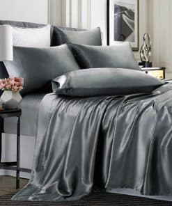 Juego de Sábanas de Satén TREELY de 6 Piezas -Gris
