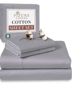 Sábanas 100% Algodón Puro Twin Size de Pizuna, Lujosas