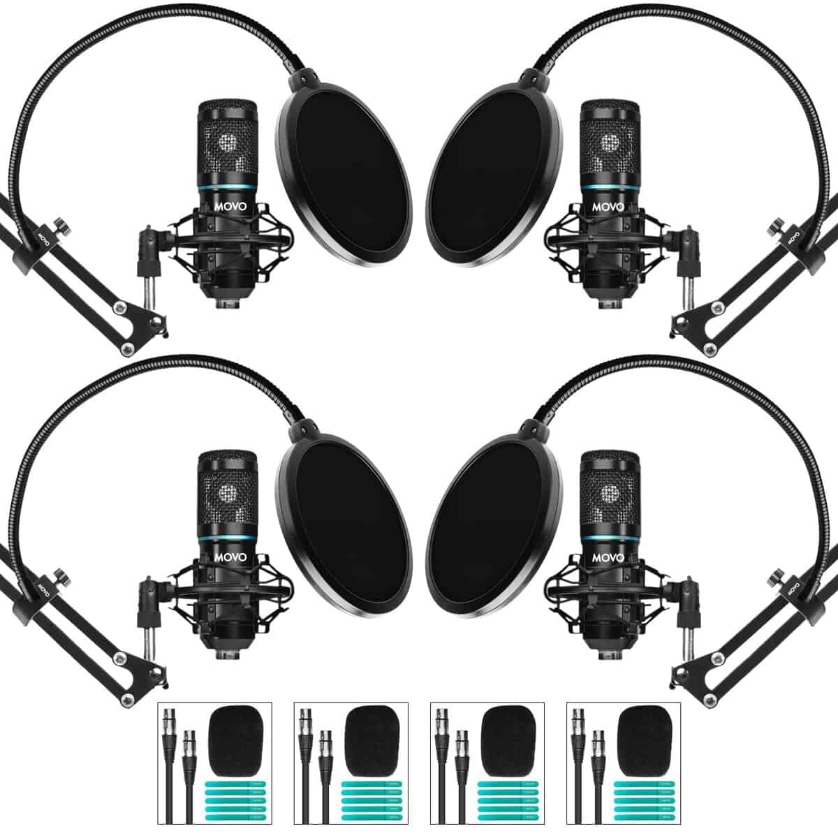 Movo PodPak4A 4-Pack Universal XLR Condenser Microphone