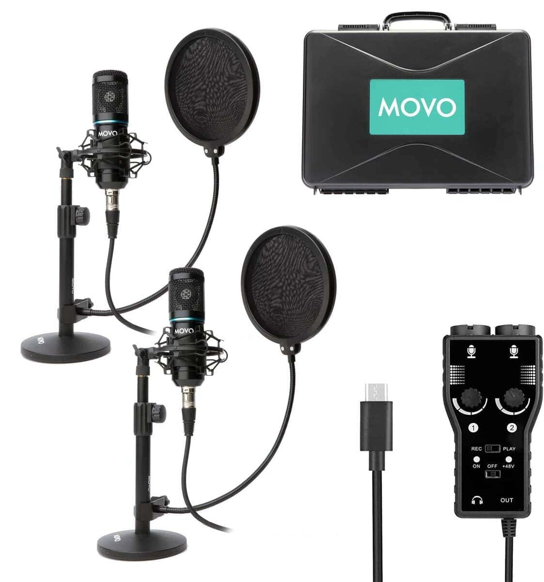 Kit de grabación de podcast para smartphone Movo - 2