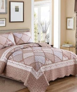 Juego de Colcha Reversible en Rosa Claro Tamaño Queen con