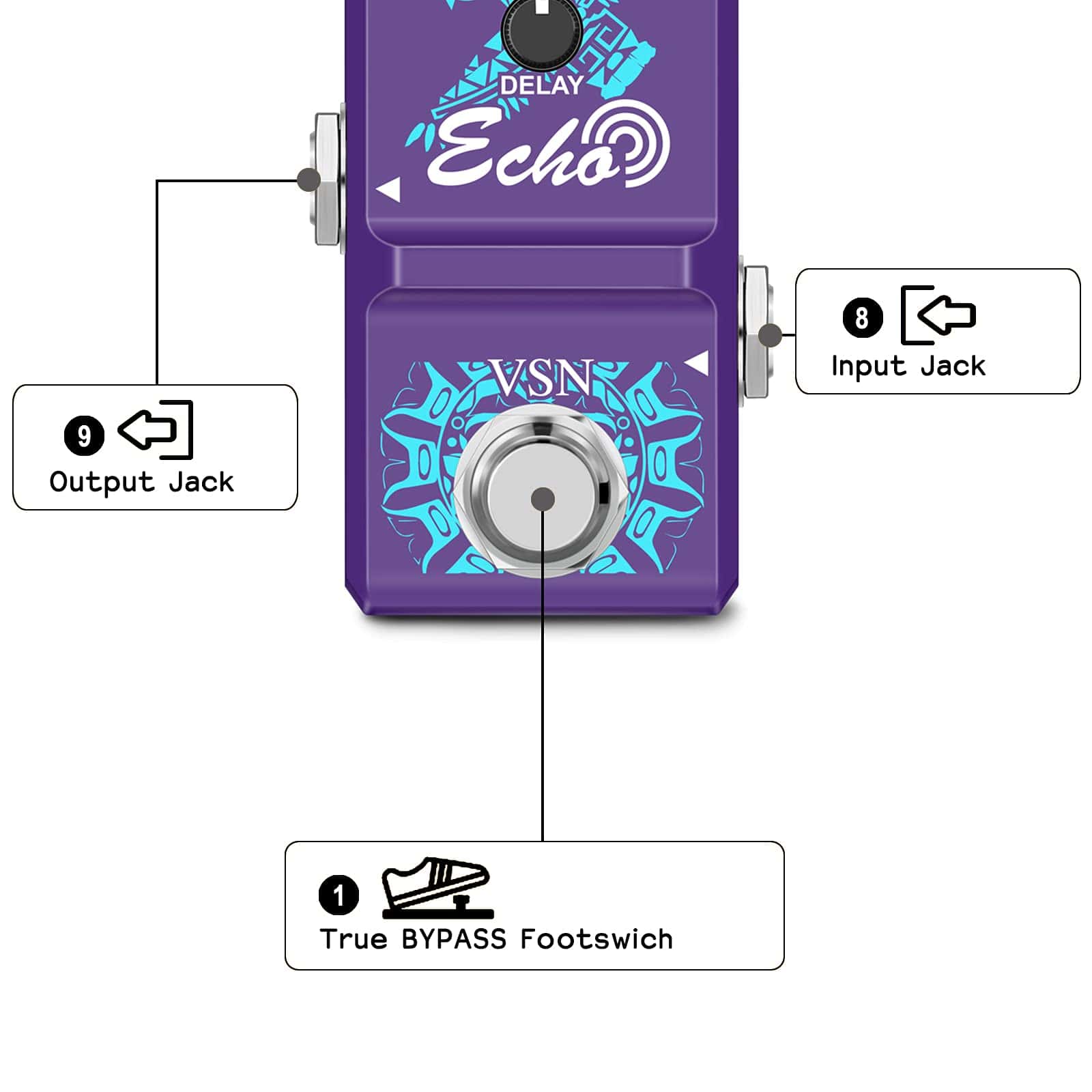 Pedal de Efecto de Guitarra Vintage Delay VSN Pedal de - Imagen 4