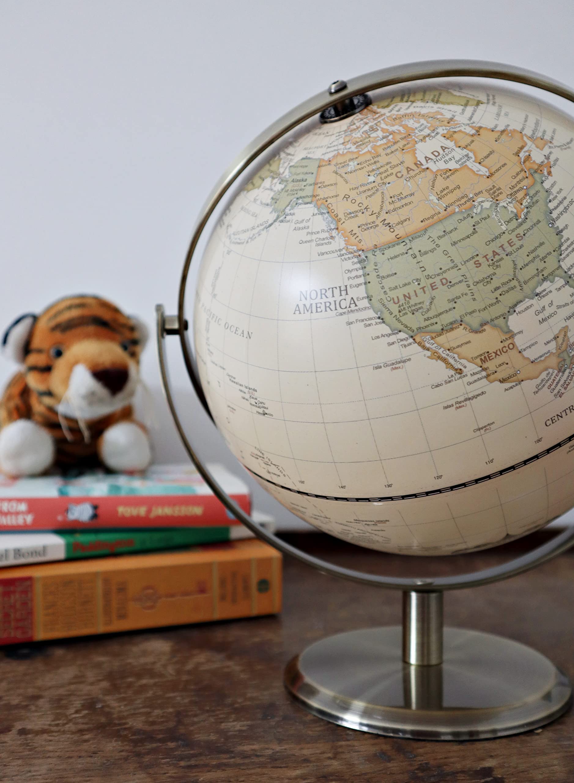 Exerz Globo Terráqueo Antiguo de 8" con Base de Bronce - - Imagen 9