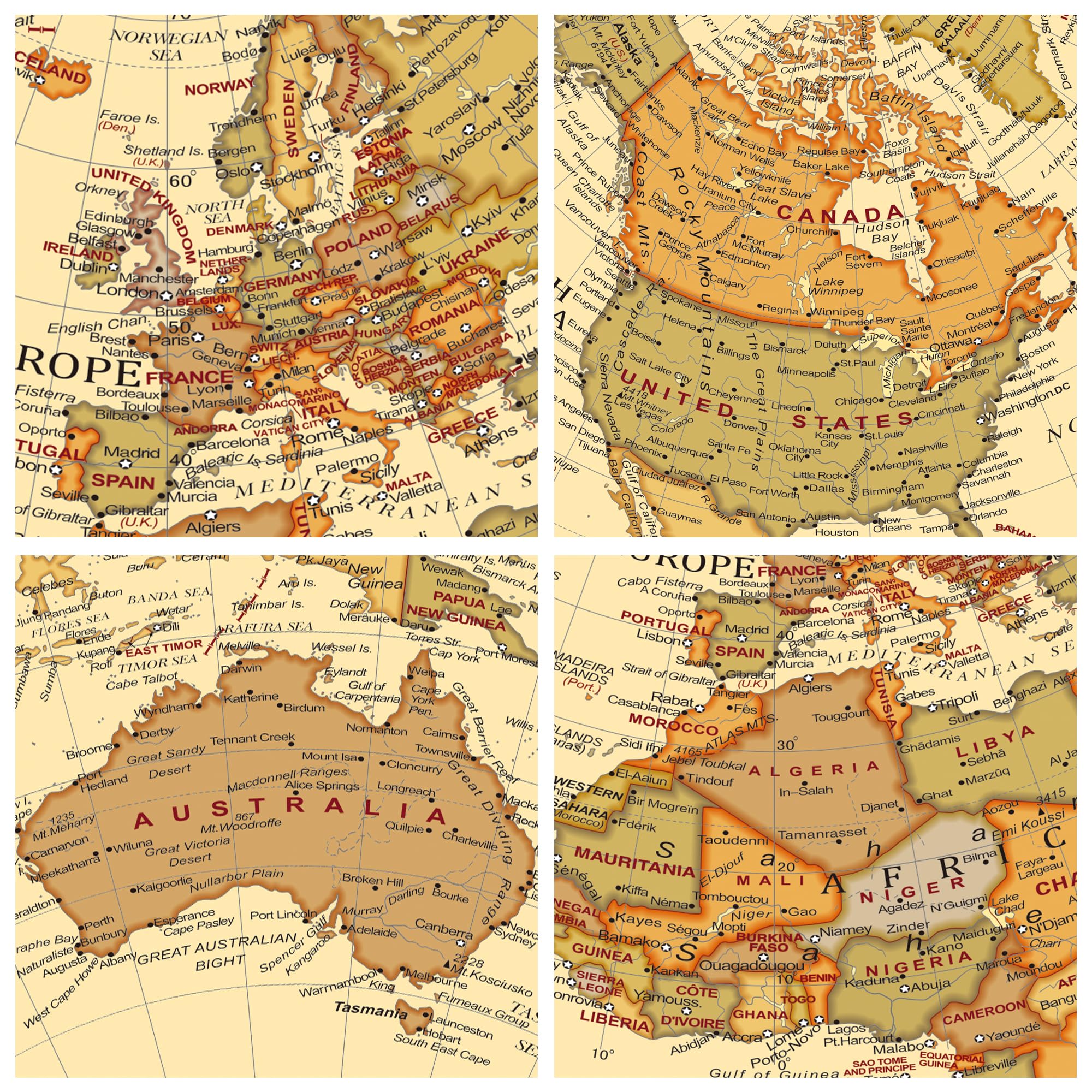 Exerz Globo Terráqueo Antiguo de 8" con Base de Bronce - - Imagen 4