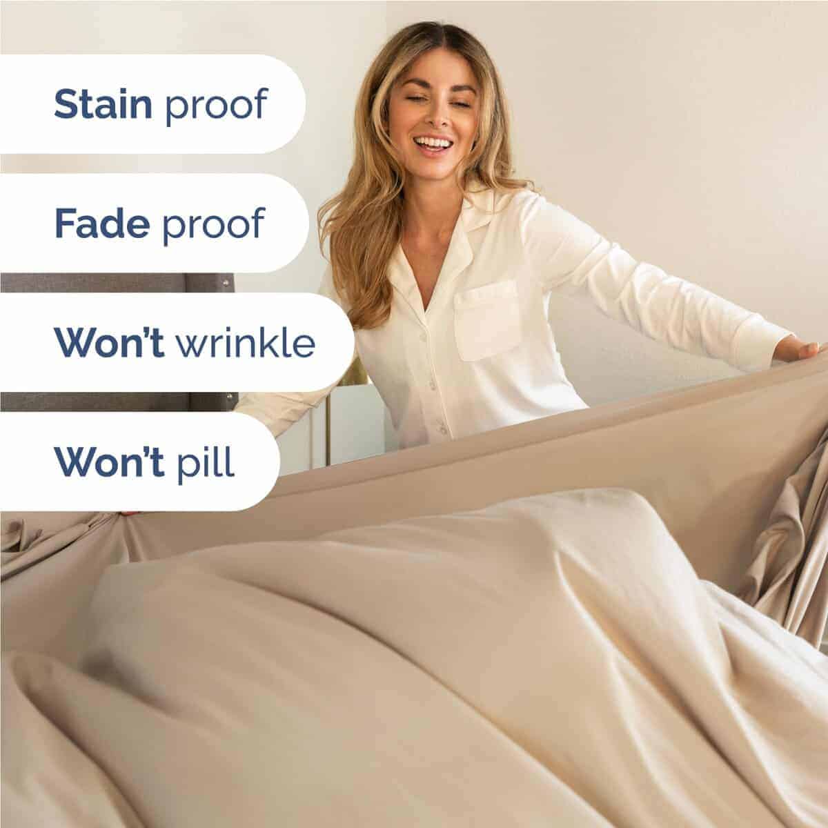 Juego de sábanas completo de 4 piezas - -Crema - Imagen 6