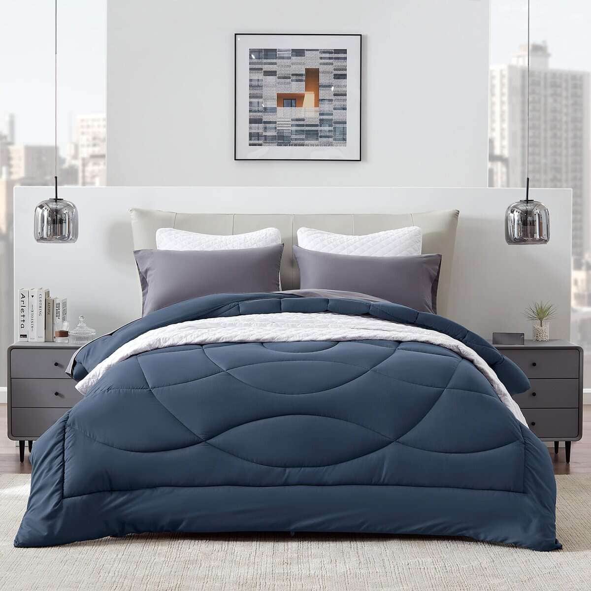 Edredón Acolchado Reversible de Fibra Alternativa para Cama