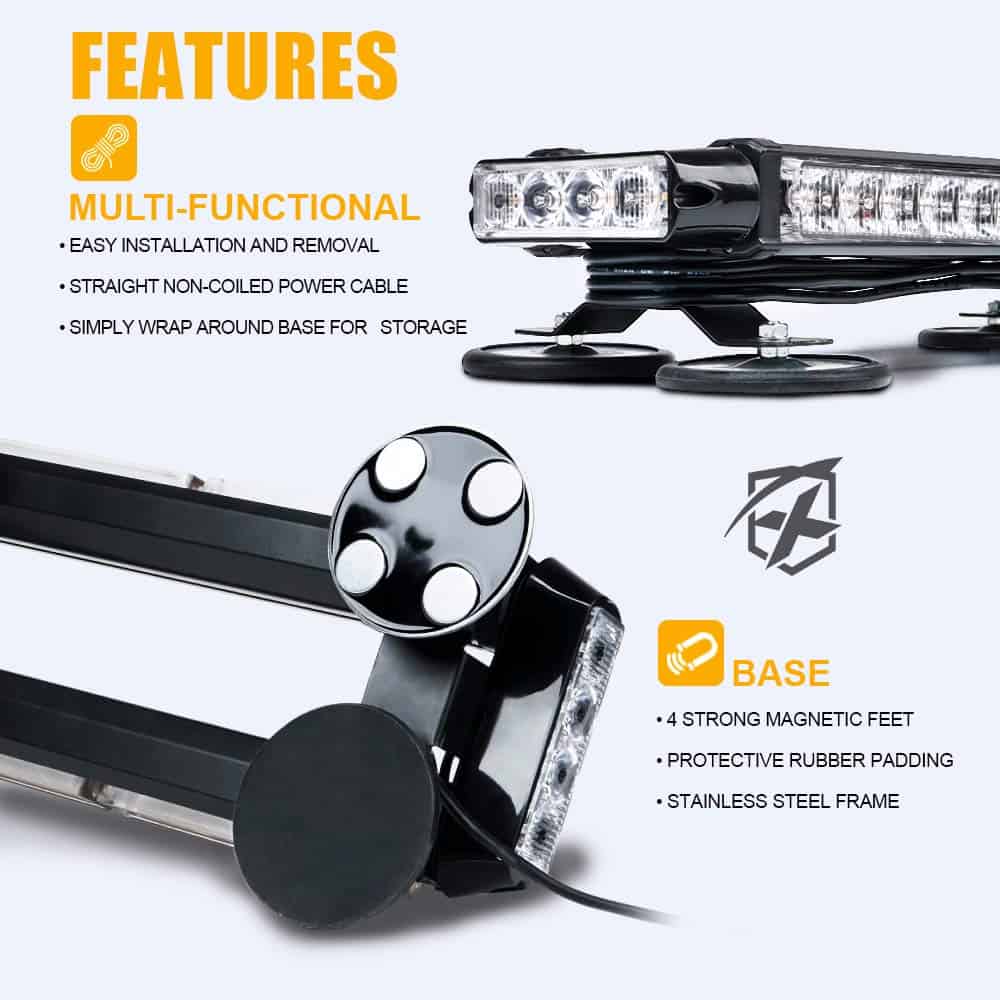 Barra de luz estroboscópica LED Xprite blanco ámbar para - Imagen 7