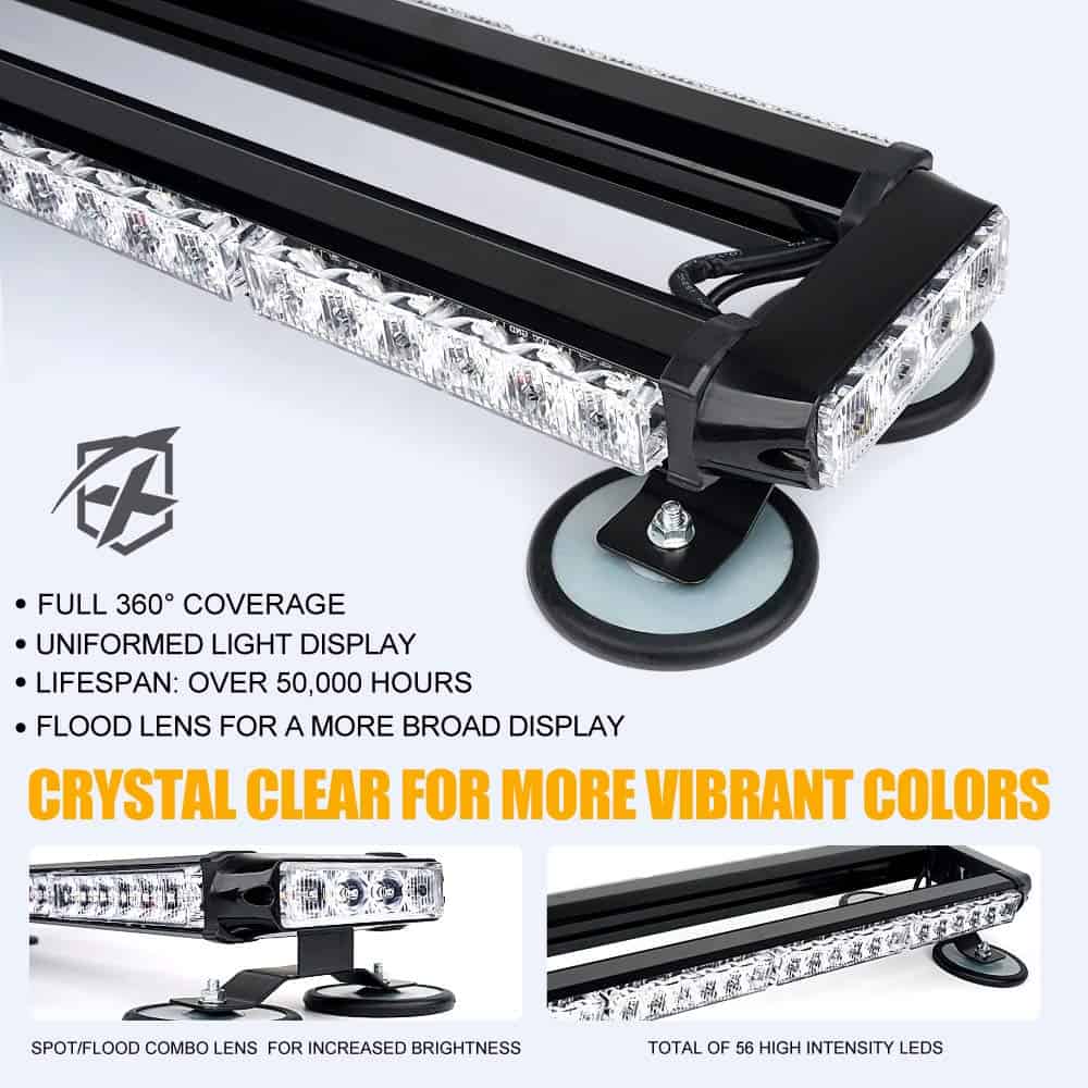 Barra de luz estroboscópica LED Xprite blanco ámbar para - Imagen 3