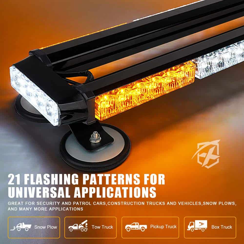 Barra de luz estroboscópica LED Xprite blanco ámbar para - Imagen 5